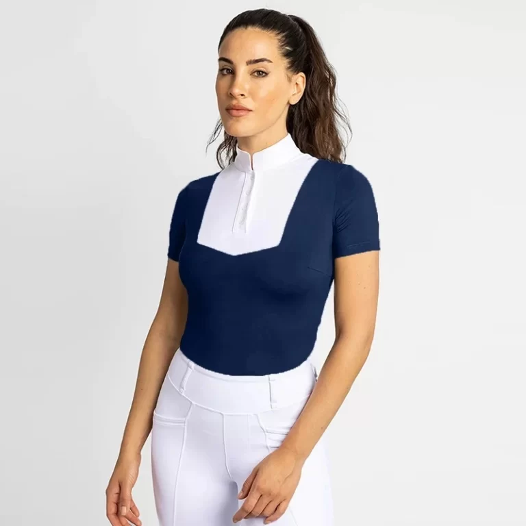 Polos équestres à manches courtes pour femmes, chemises d'équitation, maille arrière, couche de base, compétition, printemps, nouveau 8